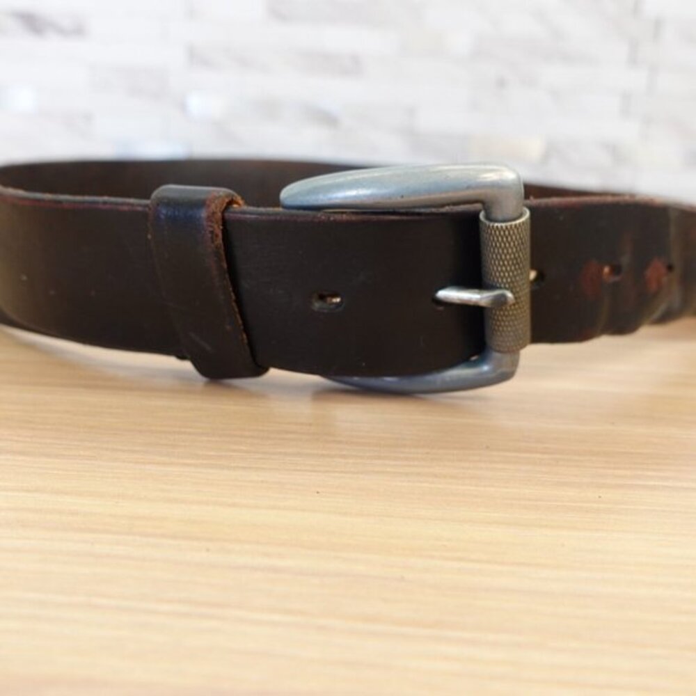 Levis Classic Genuine Leather Belt Mens 34 Brown Utility Rugged Roller Buckle